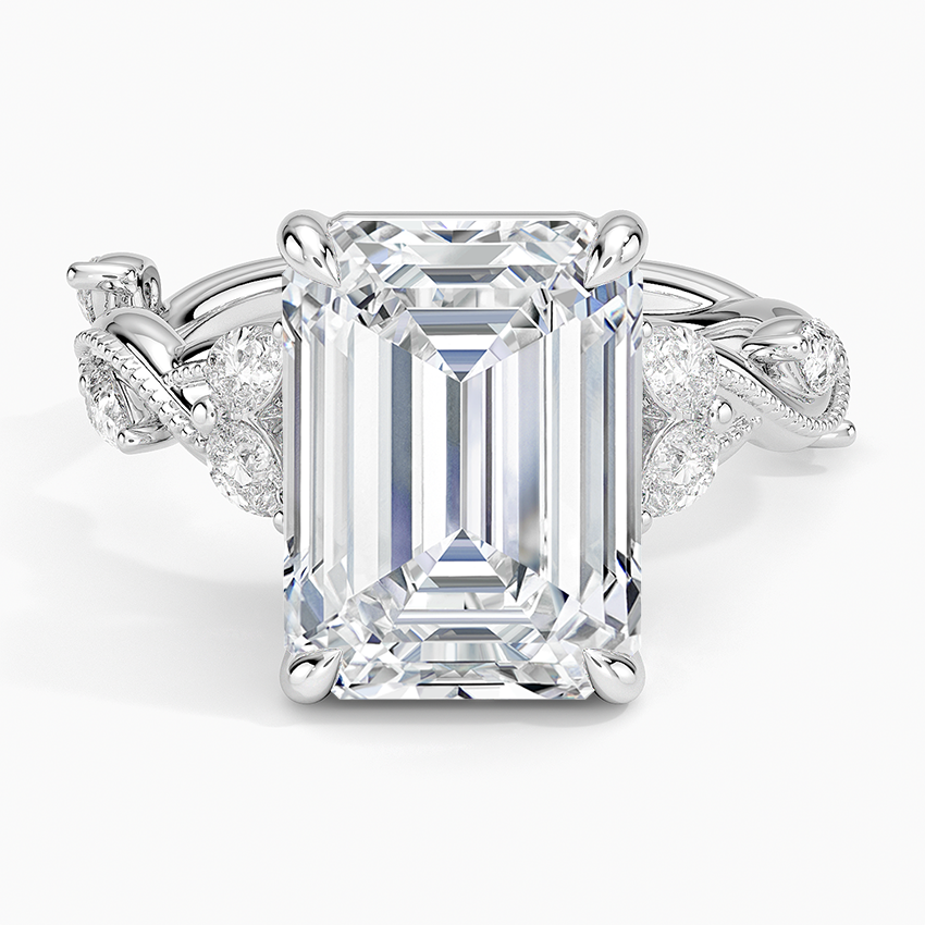 Vintage Secret Garden Diamond Ring (3/8 ct. tw.) Platinum Emerald Engagement Ring