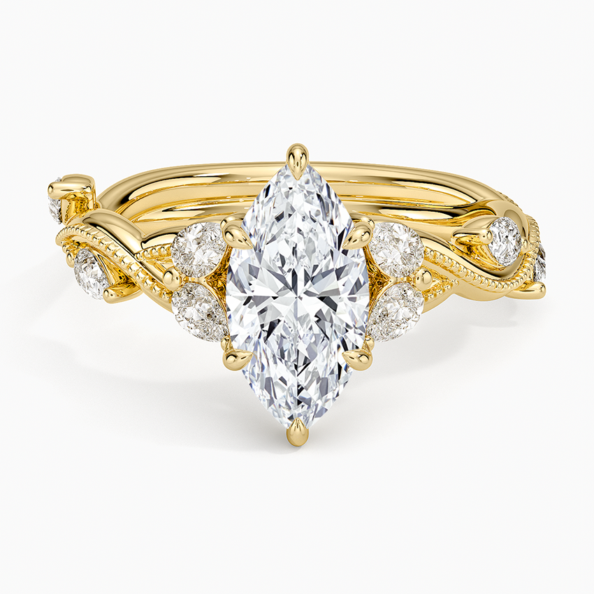 Vintage Secret Garden Diamond Ring (3/8 ct. tw.) Yellow Gold 18k Marquise Engagement Ring