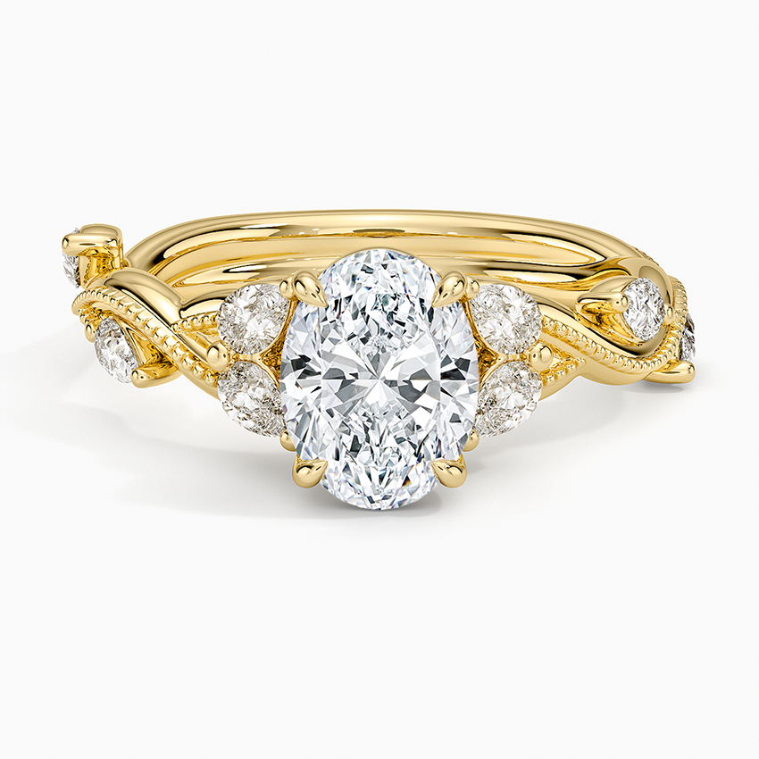 Vintage Secret Garden Diamond Ring (3/8 ct. tw.) Yellow Gold 18k Oval Engagement Ring