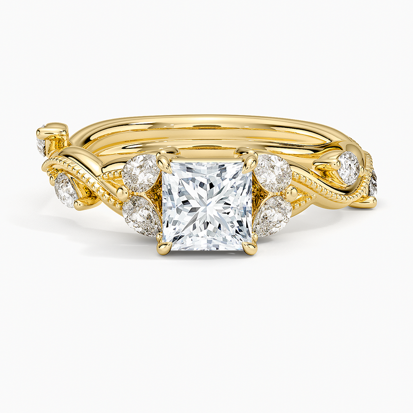 Vintage Secret Garden Diamond Ring (3/8 ct. tw.) Yellow Gold 18k Princess Engagement Ring