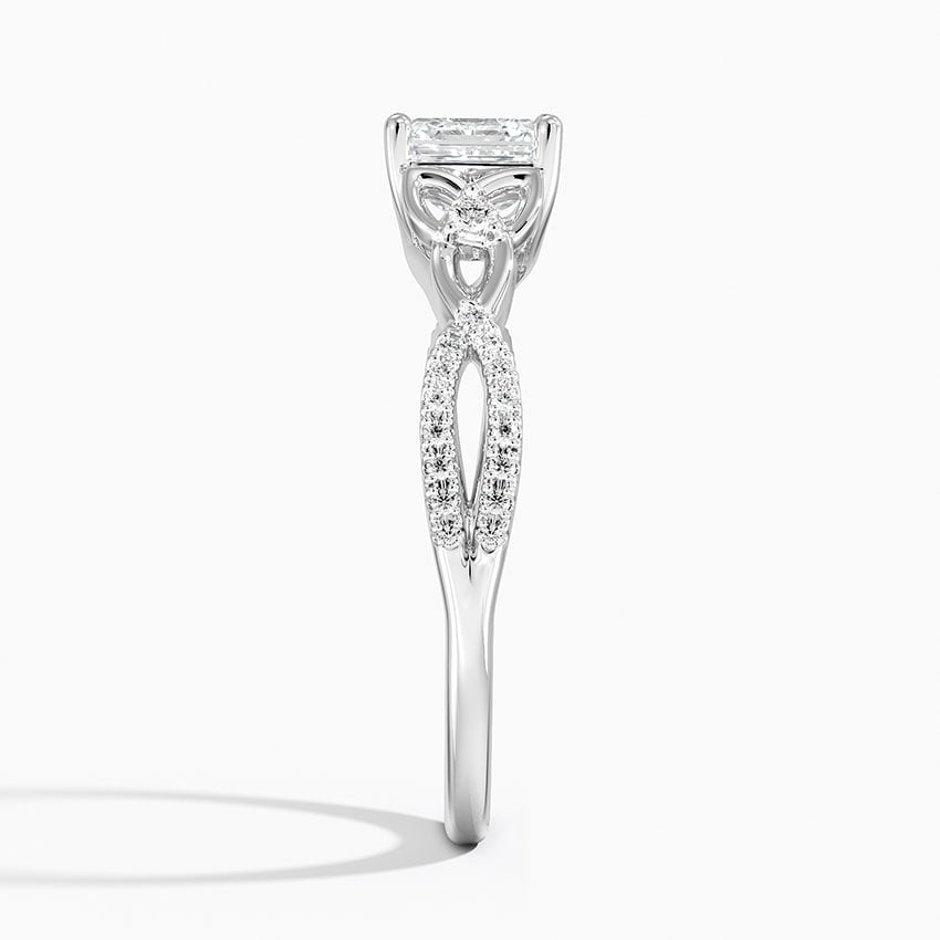 Luxe Celtic Love Knot Diamond Ring Platinum Asscher Engagement Ring