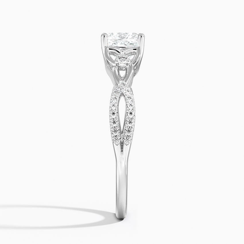 Luxe Celtic Love Knot Diamond Ring Platinum Cushion Engagement Ring