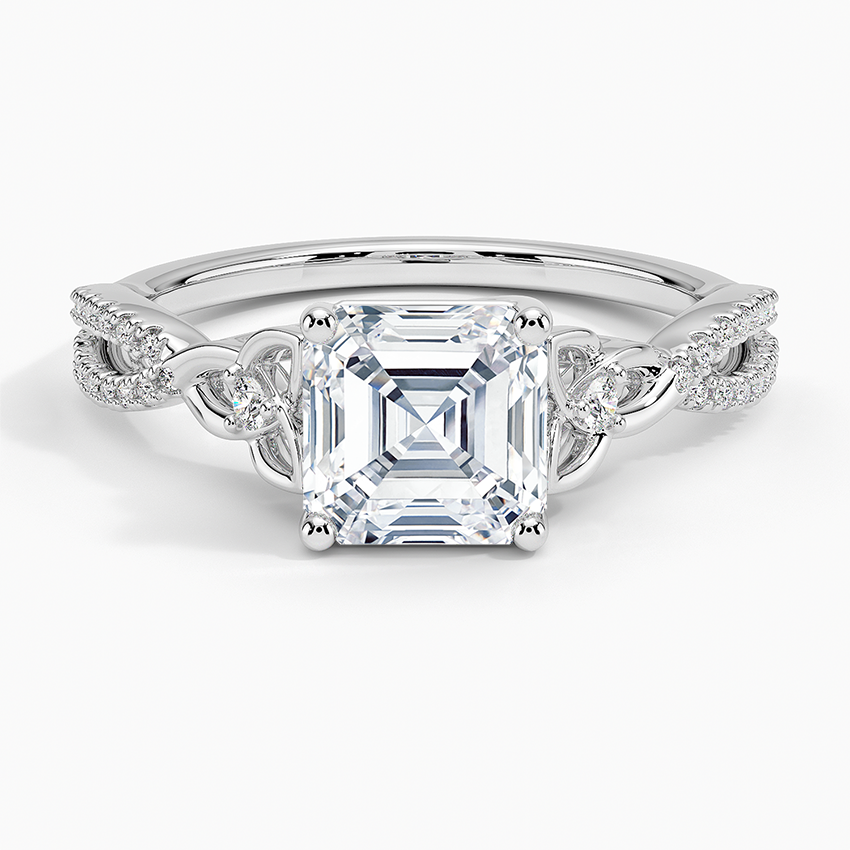 Luxe Celtic Love Knot Diamond Ring Platinum Asscher Engagement Ring