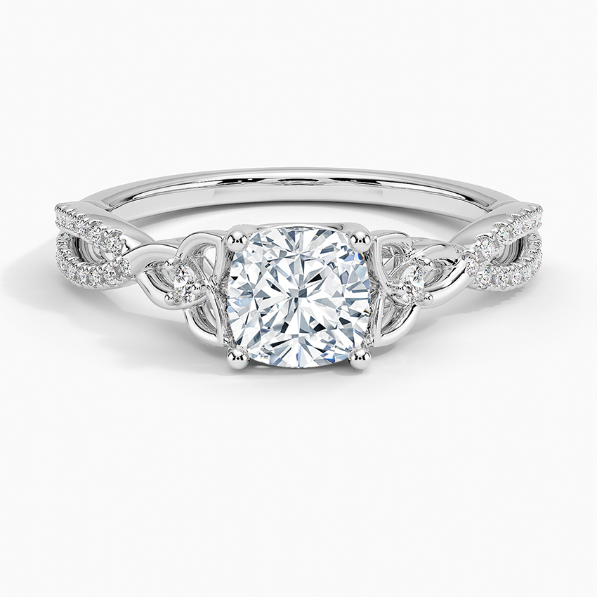 Luxe Celtic Love Knot Diamond Ring Platinum Cushion Engagement Ring