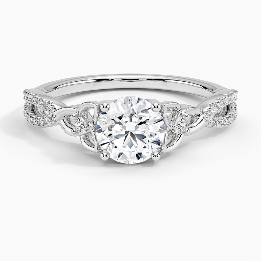 Luxe Celtic Love Knot Diamond Ring Platinum Round Engagement Ring