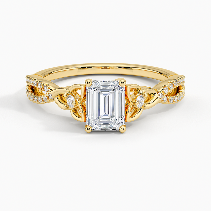 Luxe Celtic Love Knot Diamond Ring Yellow Gold 18k Emerald Engagement Ring