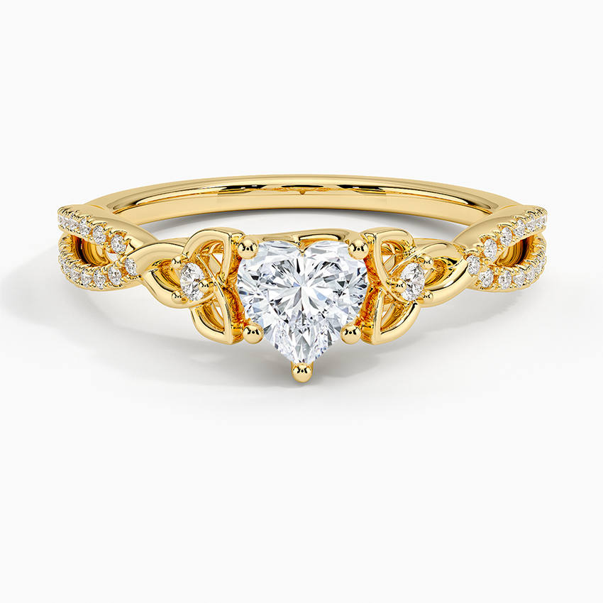 Luxe Celtic Love Knot Diamond Ring Yellow Gold 18k Heart Engagement Ring