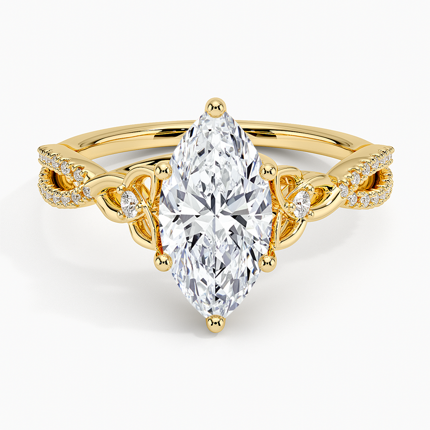 Luxe Celtic Love Knot Diamond Ring Yellow Gold 18k Marquise Engagement Ring