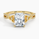 Luxe Celtic Love Knot Diamond Ring Yellow Gold 18k Radiant Engagement Ring