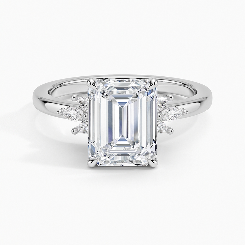 Stella Diamond Ring Platinum Emerald Engagement Ring