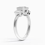 Rhiannon Bezel Three Stone Diamond Ring Platinum Asscher Engagement Ring