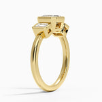 Rhiannon Bezel Three Stone Diamond Ring Yellow Gold 18k Asscher Engagement Ring