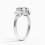 Rhiannon Bezel Three Stone Diamond Ring Platinum Oval Engagement Ring