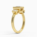 Rhiannon Bezel Three Stone Diamond Ring Yellow Gold 18k Princess Engagement Ring