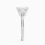 Rhiannon Bezel Three Stone Diamond Ring Platinum Radiant Engagement Ring