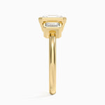 Rhiannon Bezel Three Stone Diamond Ring Yellow Gold 18k Radiant Engagement Ring