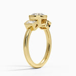Rhiannon Bezel Three Stone Diamond Ring Yellow Gold 18k Round Engagement Ring