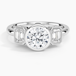 Rhiannon Bezel Three Stone Diamond Ring Platinum Round Engagement Ring