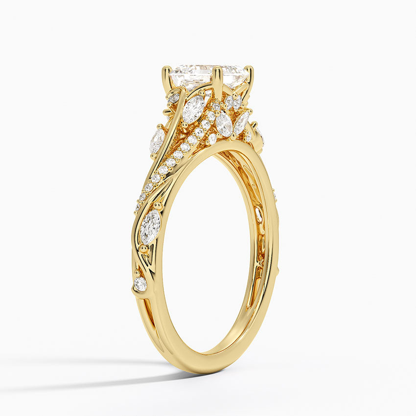 Begonia Vine Diamond Ring (1/2 ct. tw.) Yellow Gold 18k Asscher Engagement Ring