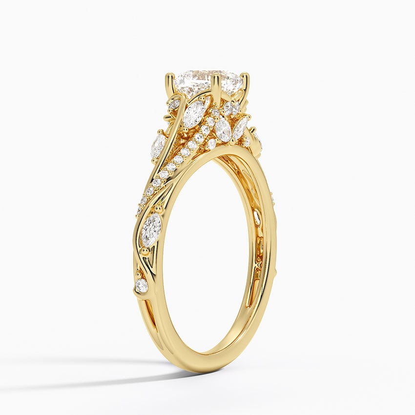 Begonia Vine Diamond Ring (1/2 ct. tw.) Yellow Gold 18k Cushion Engagement Ring