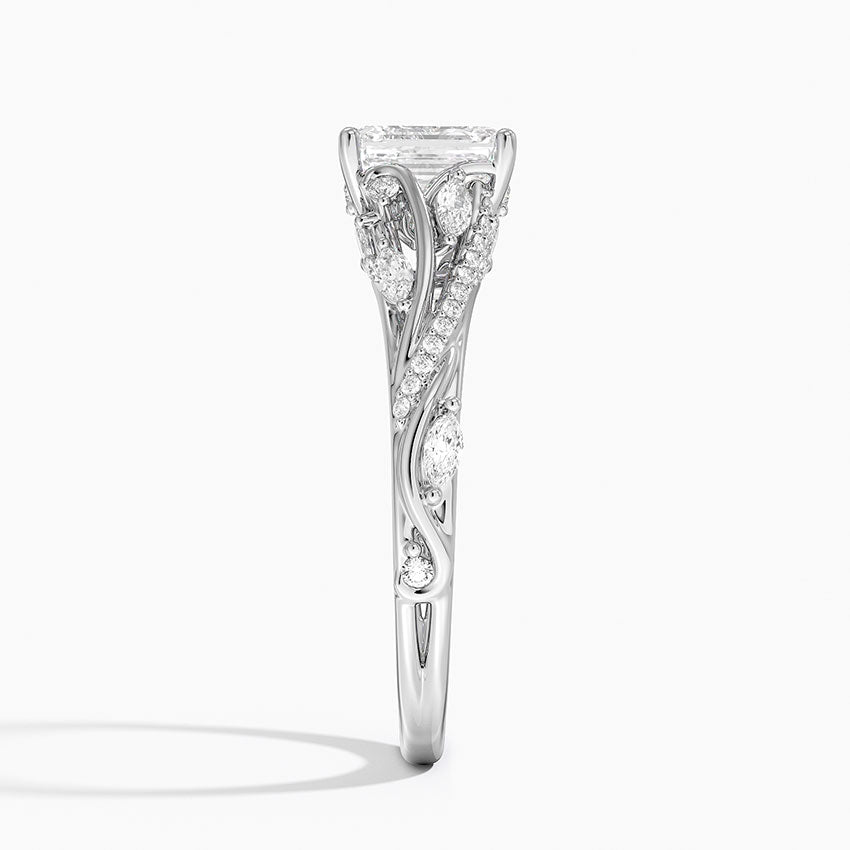 Begonia Vine Diamond Ring (1/2 ct. tw.) Platinum Emerald Engagement Ring