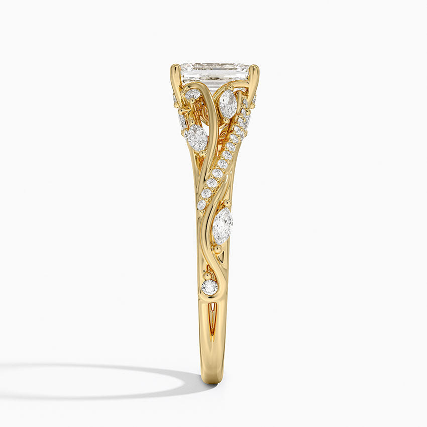 Begonia Vine Diamond Ring (1/2 ct. tw.) Yellow Gold 18k Emerald Engagement Ring