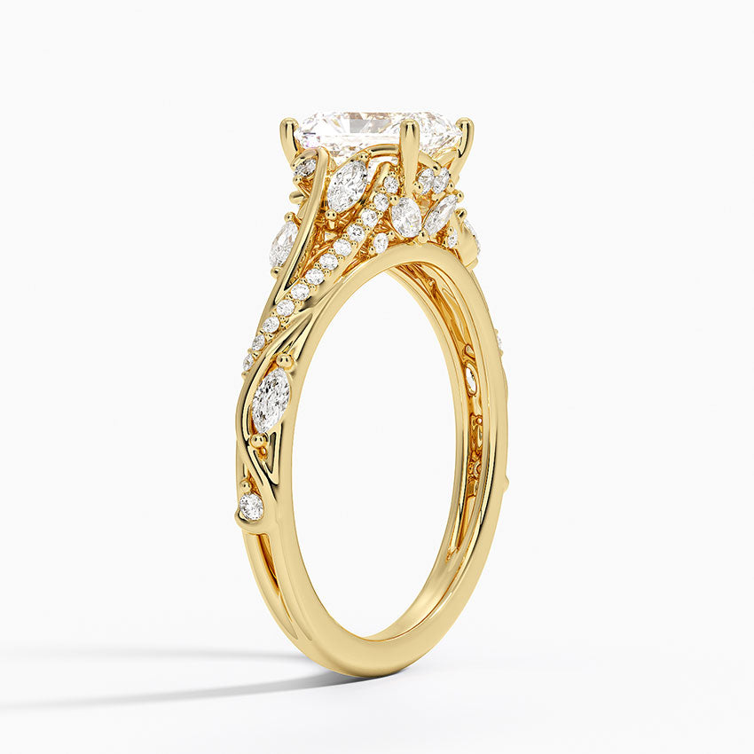 Begonia Vine Diamond Ring (1/2 ct. tw.) Yellow Gold 18k Radiant Engagement Ring