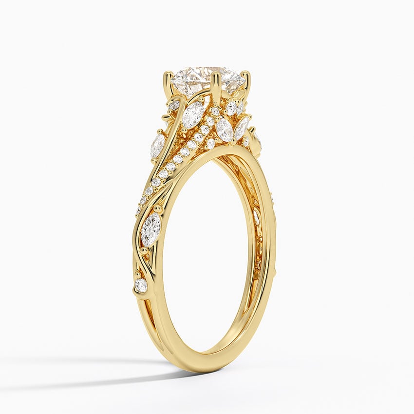 Begonia Vine Diamond Ring (1/2 ct. tw.) Yellow Gold 18k Round Engagement Ring