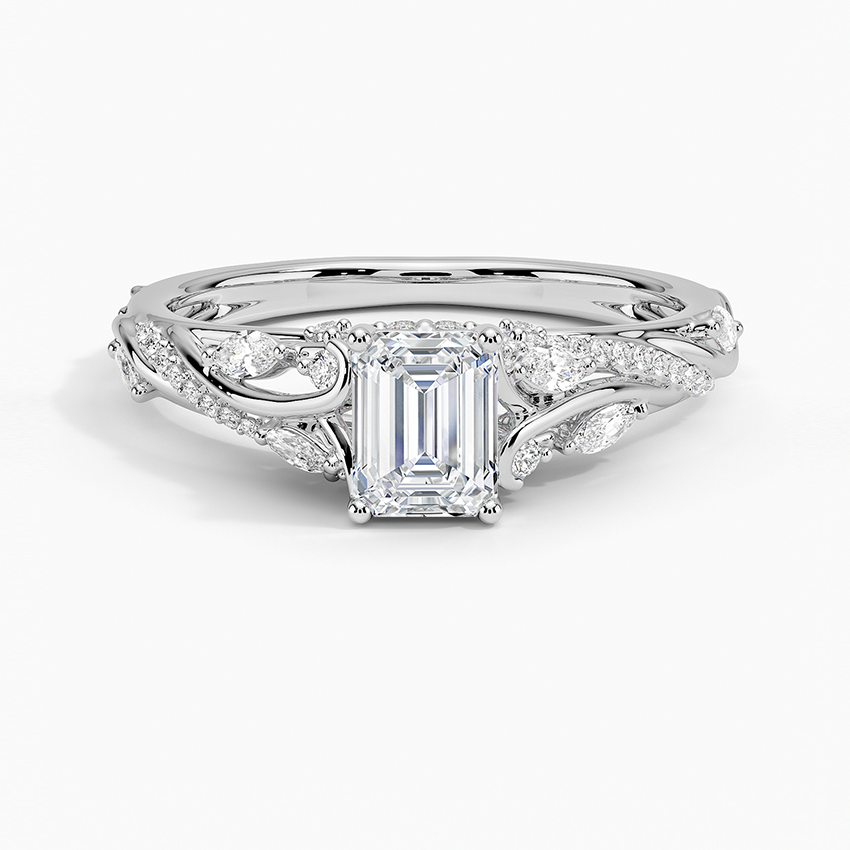 Begonia Vine Diamond Ring (1/2 ct. tw.) Platinum Emerald Engagement Ring