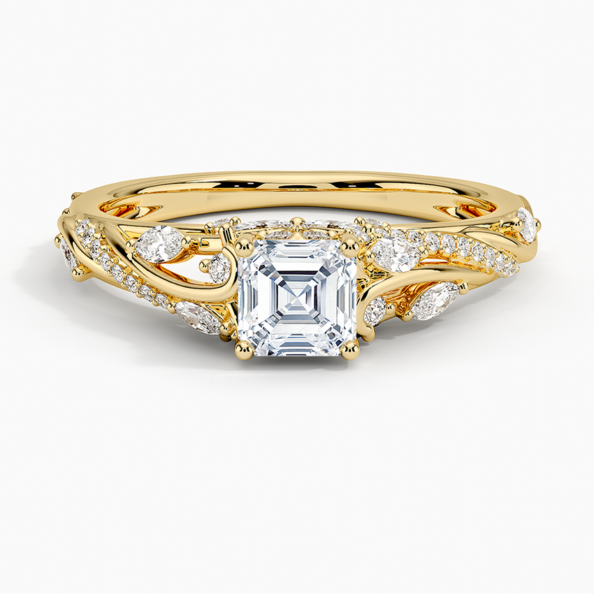 Begonia Vine Diamond Ring (1/2 ct. tw.) Yellow Gold 18k Asscher Engagement Ring