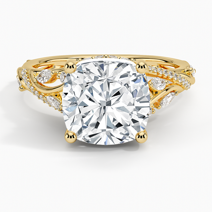 Begonia Vine Diamond Ring (1/2 ct. tw.) Yellow Gold 18k Cushion Engagement Ring