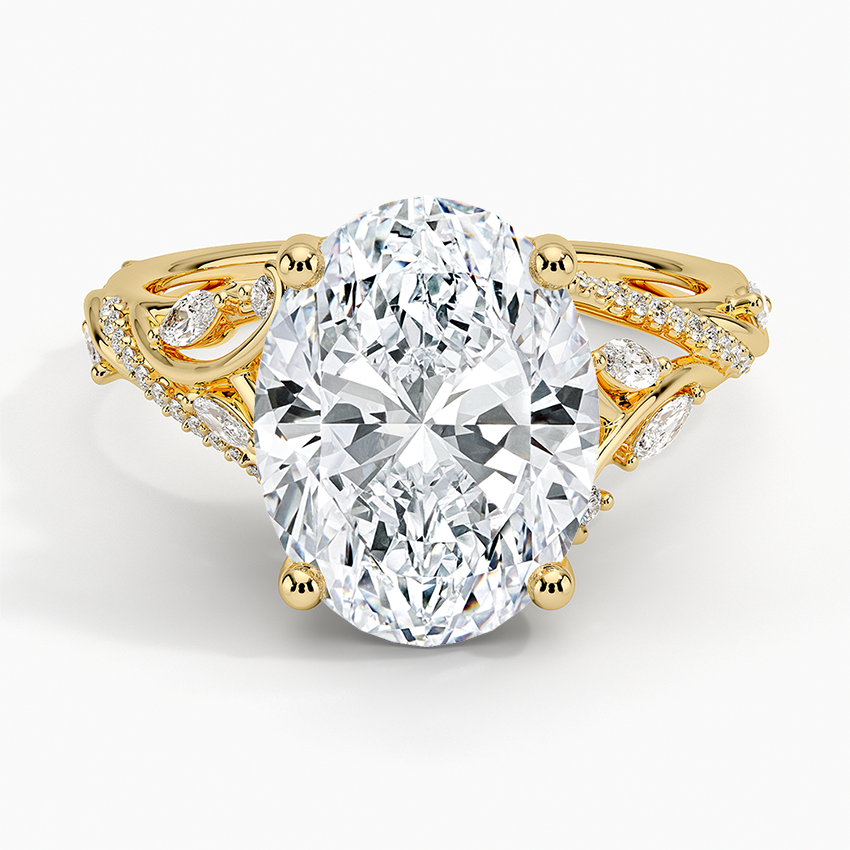 Begonia Vine Diamond Ring (1/2 ct. tw.) Yellow Gold 18k Oval Engagement Ring