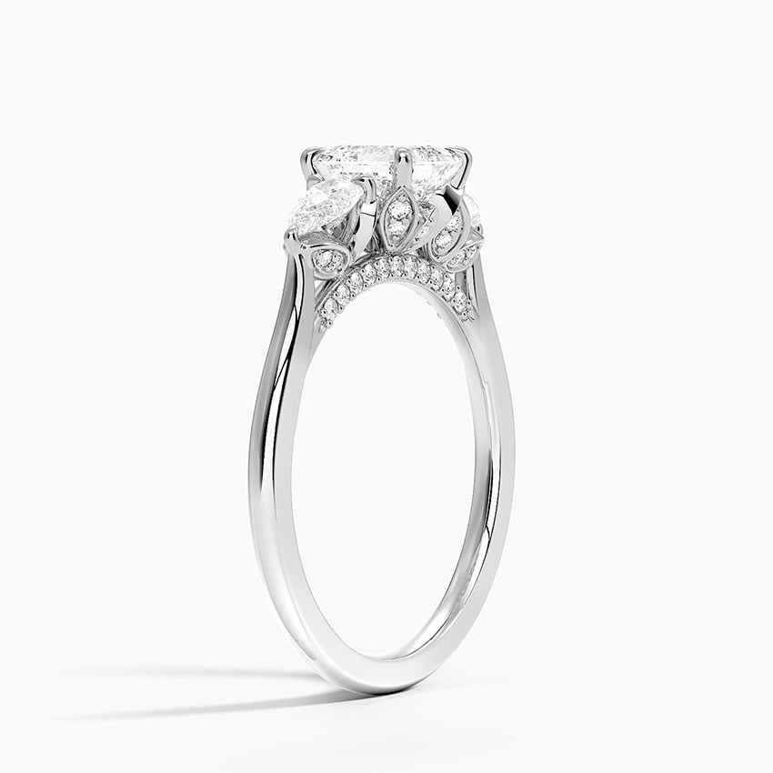 Petal Pear Three Stone Diamond Ring (1/2 ct. tw.) Platinum Asscher Engagement Ring
