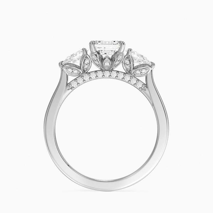 Petal Pear Three Stone Diamond Ring (1/2 ct. tw.) Platinum Asscher Engagement Ring