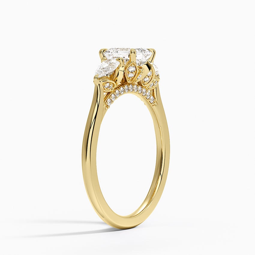 Petal Pear Three Stone Diamond Ring (1/2 ct. tw.) Yellow Gold 18k Asscher Engagement Ring