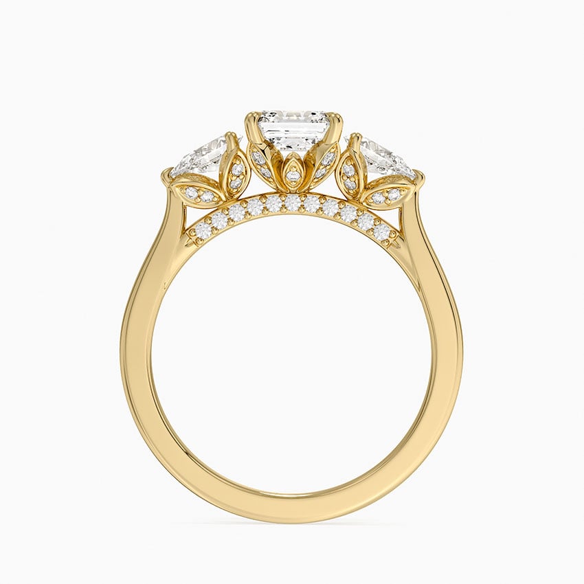 Petal Pear Three Stone Diamond Ring (1/2 ct. tw.) Yellow Gold 18k Asscher Engagement Ring
