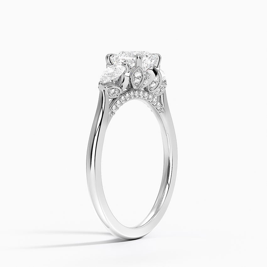 Petal Pear Three Stone Diamond Ring (1/2 ct. tw.) Platinum Cushion Engagement Ring