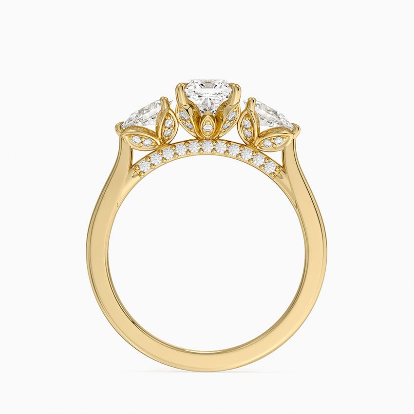 Petal Pear Three Stone Diamond Ring (1/2 ct. tw.) Yellow Gold 18k Cushion Engagement Ring