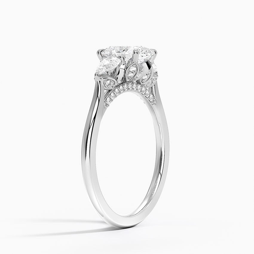 Petal Pear Three Stone Diamond Ring (1/2 ct. tw.) Platinum Oval Engagement Ring
