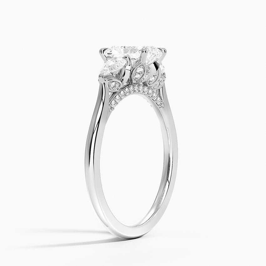 Petal Pear Three Stone Diamond Ring (1/2 ct. tw.) Platinum Radiant Engagement Ring
