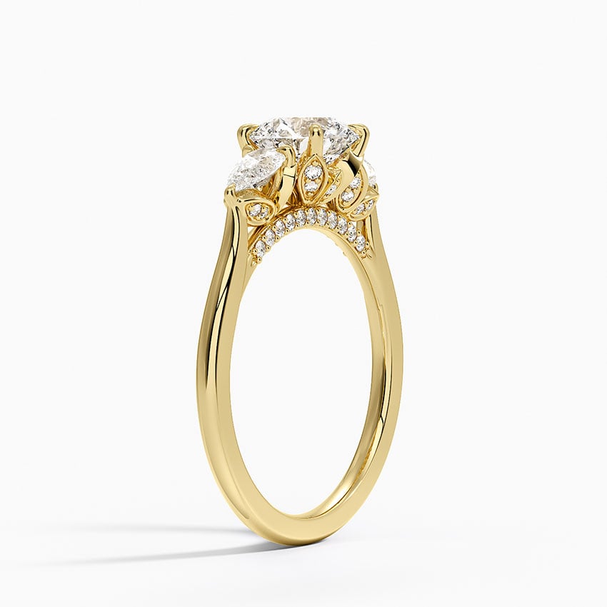 Petal Pear Three Stone Diamond Ring (1/2 ct. tw.) Yellow Gold 18k Round Engagement Ring