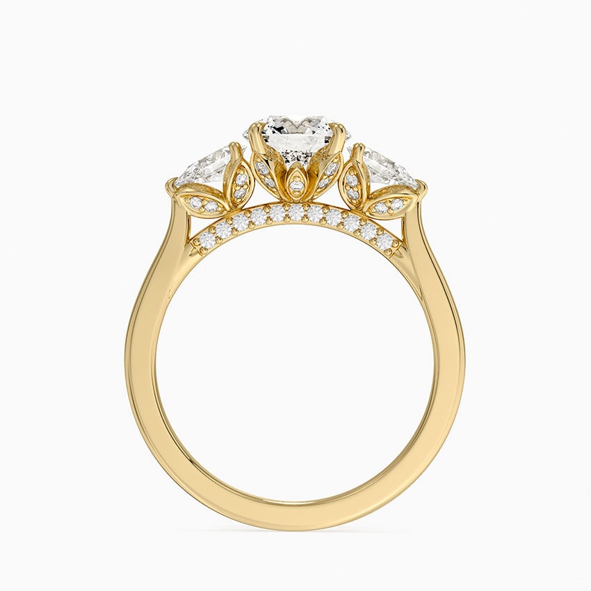 Petal Pear Three Stone Diamond Ring (1/2 ct. tw.) Yellow Gold 18k Round Engagement Ring