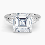 Petal Pear Three Stone Diamond Ring (1/2 ct. tw.) Platinum Asscher Engagement Ring