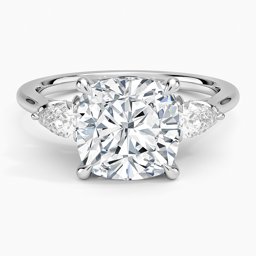 Petal Pear Three Stone Diamond Ring (1/2 ct. tw.) Platinum Cushion Engagement Ring
