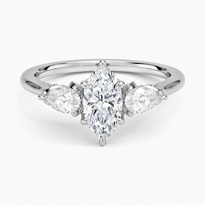 Petal Pear Three Stone Diamond Ring (1/2 ct. tw.) Platinum Marquise Engagement Ring