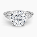 Petal Pear Three Stone Diamond Ring (1/2 ct. tw.) Platinum Round Engagement Ring