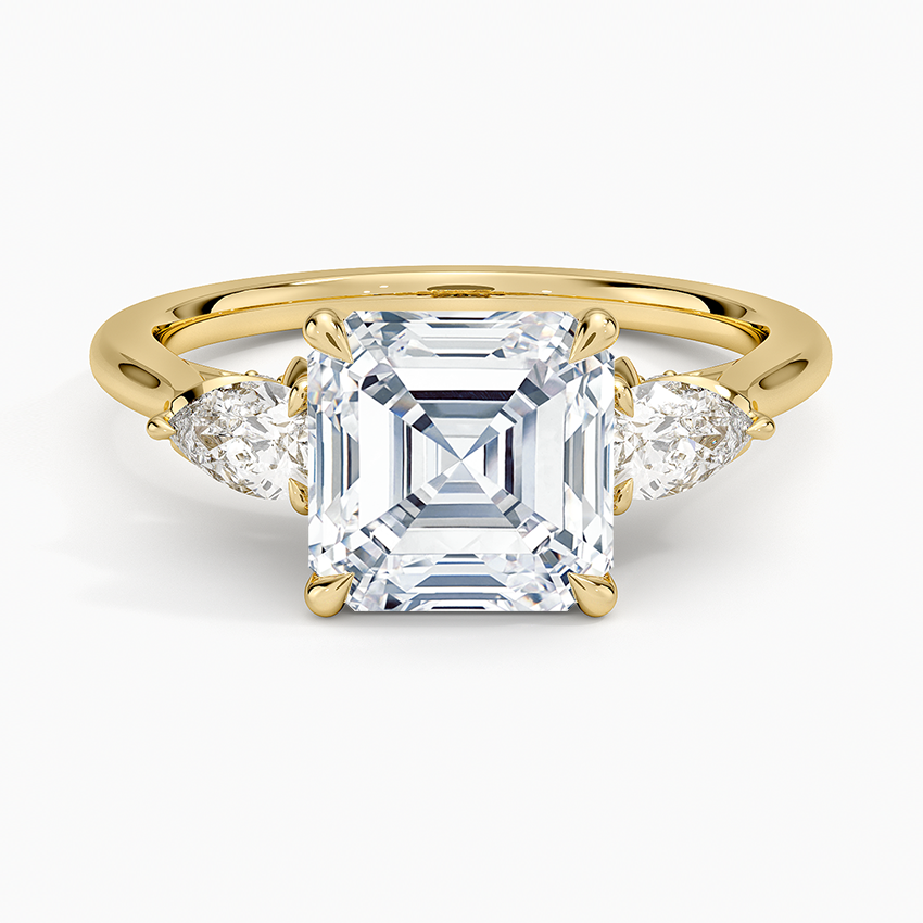 Petal Pear Three Stone Diamond Ring (1/2 ct. tw.) Yellow Gold 18k Asscher Engagement Ring