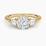 Petal Pear Three Stone Diamond Ring (1/2 ct. tw.) Yellow Gold 18k Cushion Engagement Ring