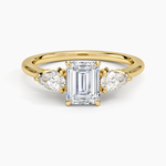 Petal Pear Three Stone Diamond Ring (1/2 ct. tw.) Yellow Gold 18k Emerald Engagement Ring