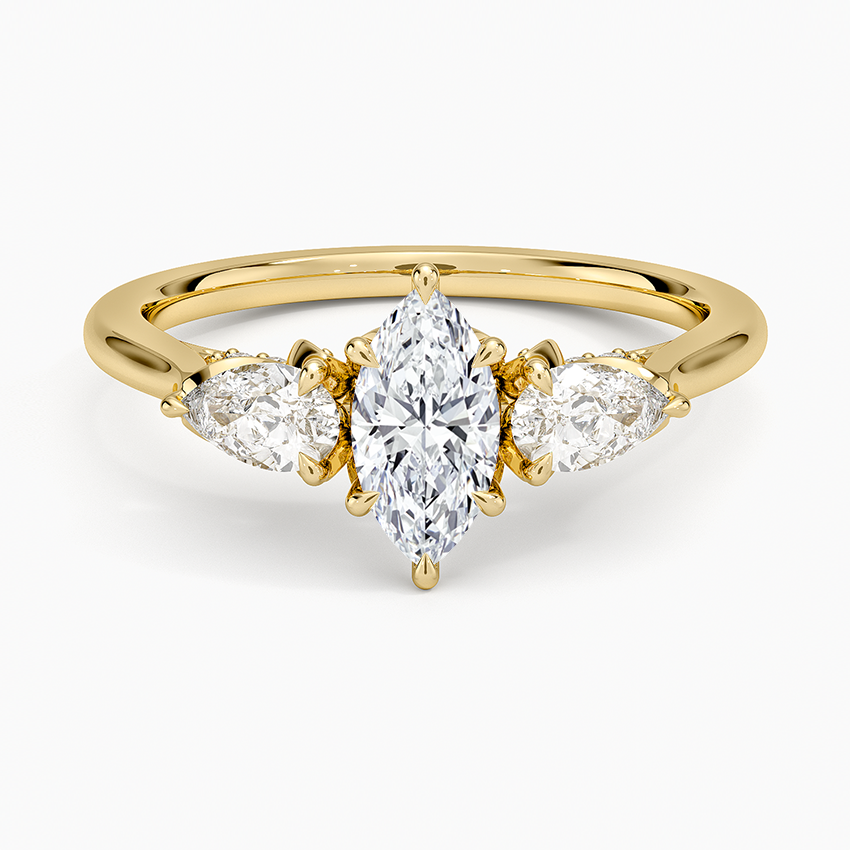 Petal Pear Three Stone Diamond Ring (1/2 ct. tw.) Yellow Gold 18k Marquise Engagement Ring